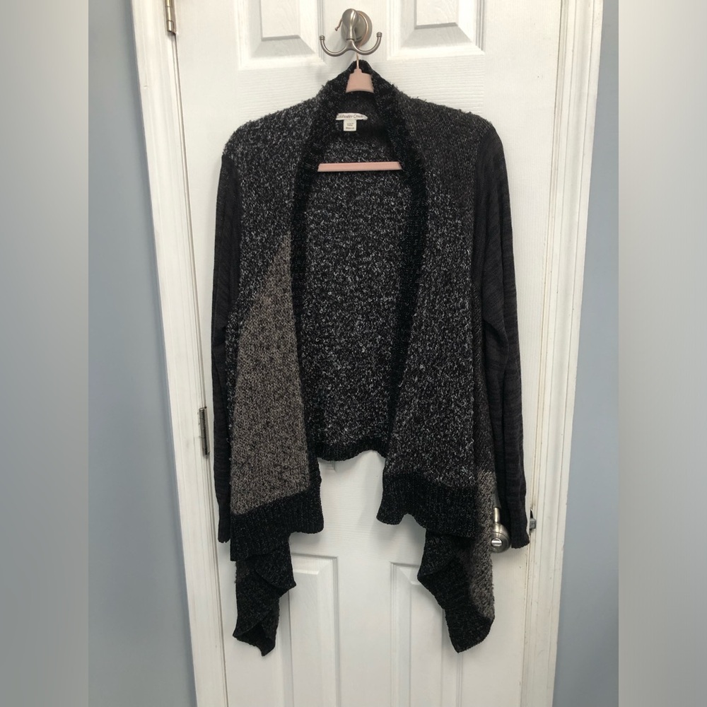 Coldwater Creek Cardigan Women Medium 10-12 Multi hi low Drape Open Front